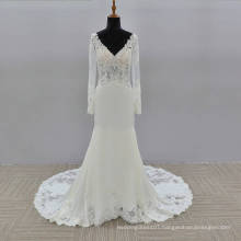 China Luxury Bling Christian Wedding Gown bridal dress white long sleeve